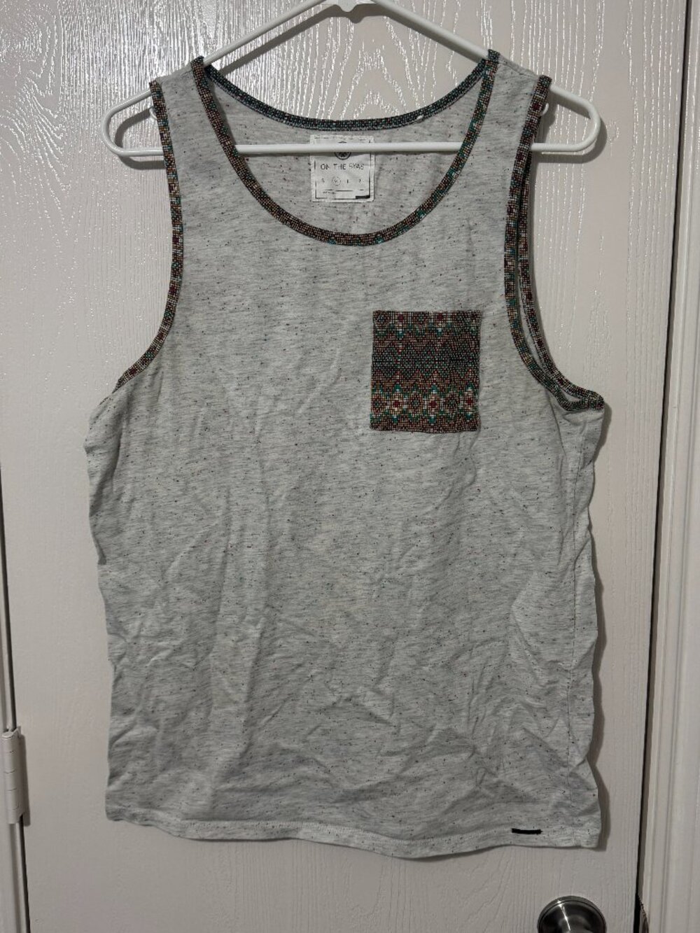 On the Byas Men's Tank Top w/ Southwestern Aztec Style Pocket